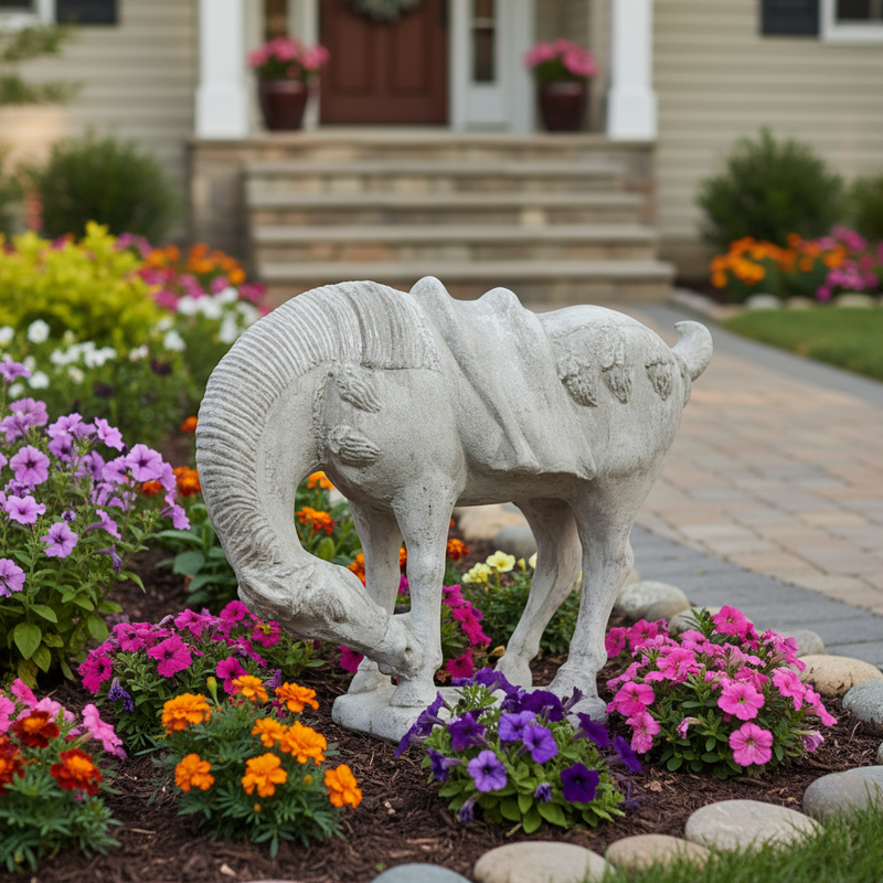 Horse Garden Statue (17 - Inch) Side Angle