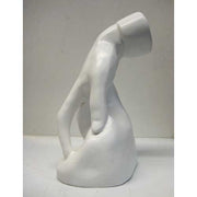 Classical Renaissance-style torso sculpture with detailed musculature and an unfinished, headless form on a smooth base. Side View
