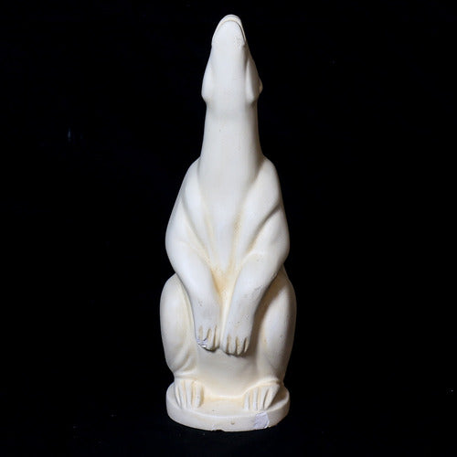 Howling wolf statue with smooth, classical lines and subtle old world European sculptural details Different Angle