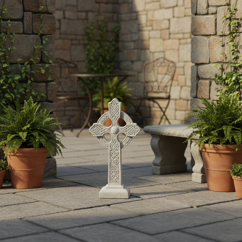 Celtic Cross Tabletop Statue Bfs (16 - Inch) Side Angle