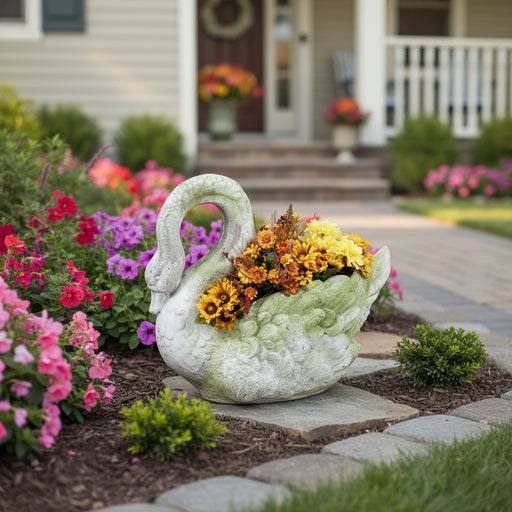 Swan Garden Statue (22 - Inch) Side Angle