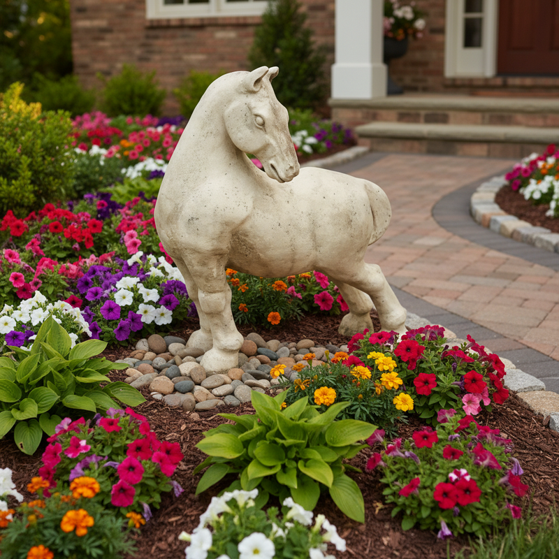 Peking Horse Garden Statue (16-Inch)