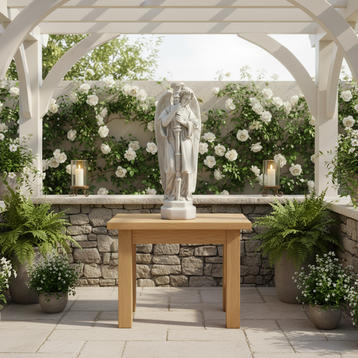 Large Winged Guardian Angels with Candleholder Outdoor Statue (27 - Inch) Side Angle