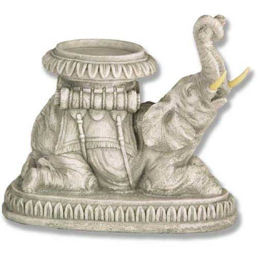 Elephant-shaped pedestal with ornate classical detailing and old world European accents, featuring Baroque-inspired decorative patterns.