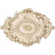 Ornate Baroque ceiling medallion with intricate floral scrollwork and classical old world European detailing.
