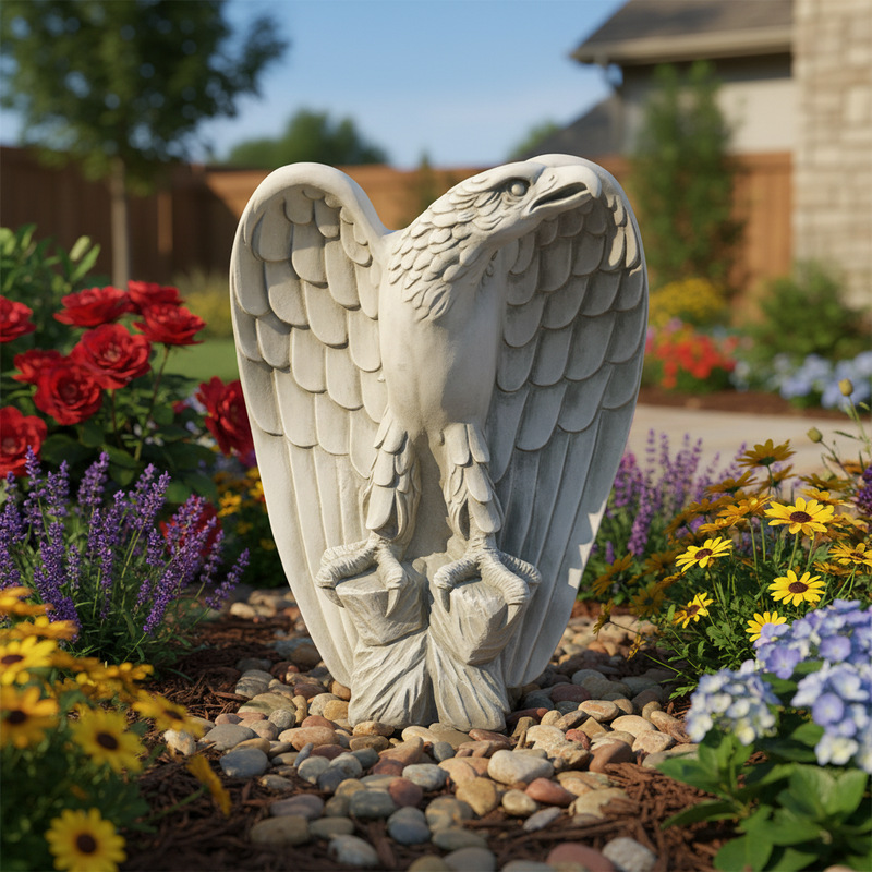 Eagle Bird Garden Statue (18 - Inch) Side Angle