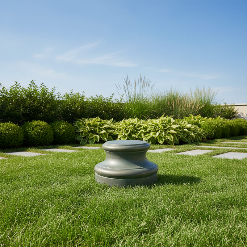 Baroque Cap Base Outdoor Statue (8 - Inch) Side Angle