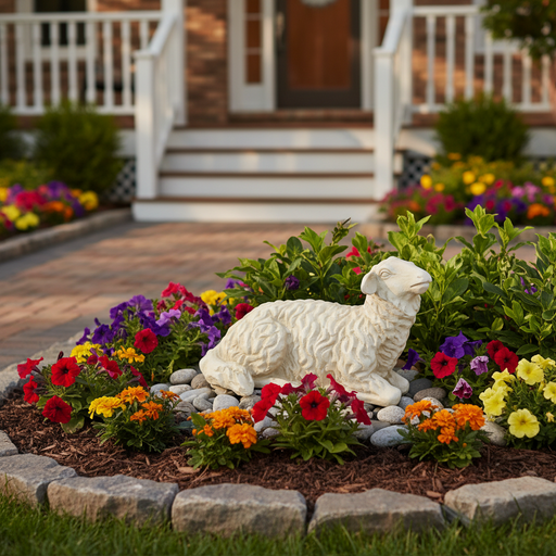 Sheep Garden Statue (6 - Inch) Side Angle