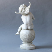 Winged Cherub Outdoor Statue (16 - Inch) Side View