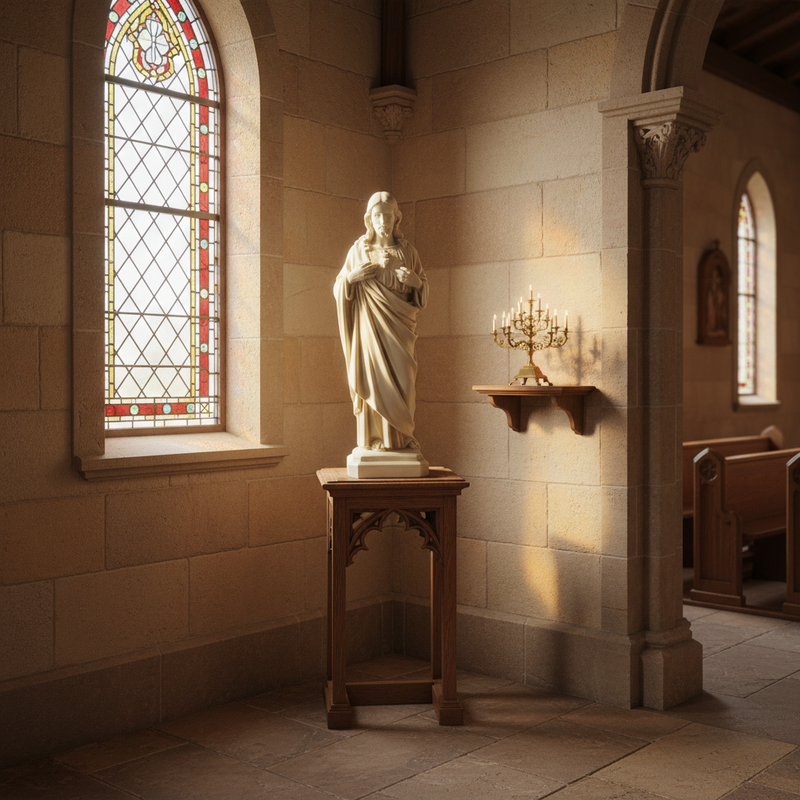 Sacred Heart of Jesus Statue (16 - Inch) Side Angle