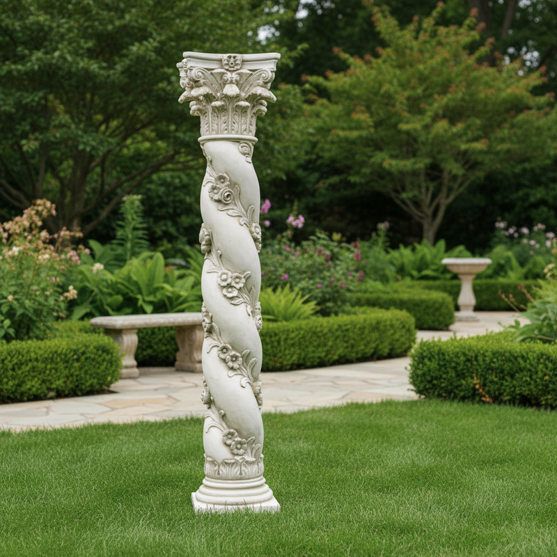 Twisted Rose Pedestal Statue Bf (72 - Inch) Side Angle