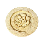 Ornate round medallion with raised floral motif, featuring classical old world European and Renaissance-inspired detailing.