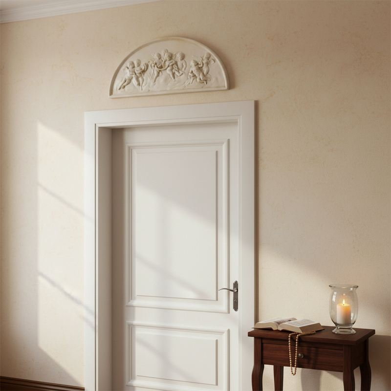 Cherubs Lunette Outdoor Plaque (46.0-Inch)