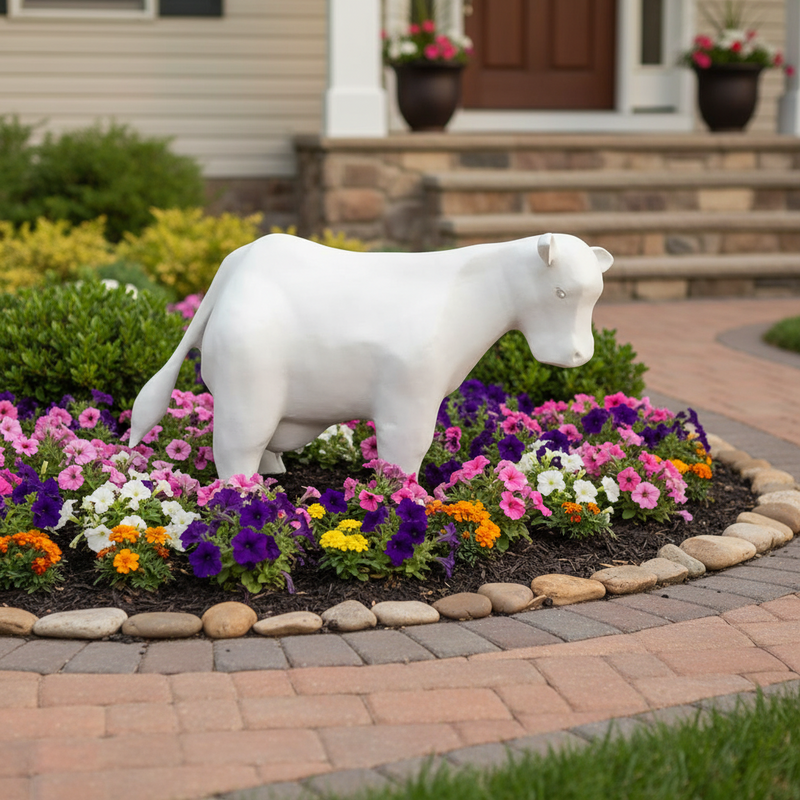 Cow Garden Statue (22 - Inch) Side Angle