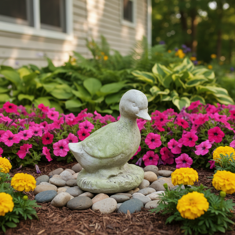 Baby Duck Statue (7 - Inch) Side Angle