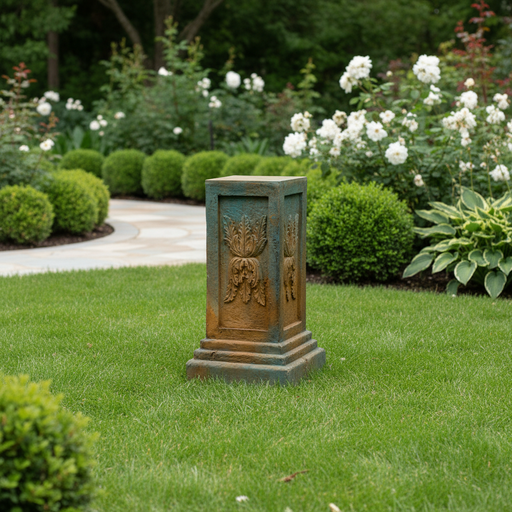 Julian Square Outdoor Statue (25 - Inch) Side Angle