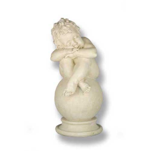 Sleeping Cherub on Sphere Outdoor Statue (17 - Inch)