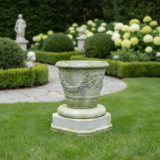 Jar Base Outdoor Statue (8.5 - Inch) Side Angle