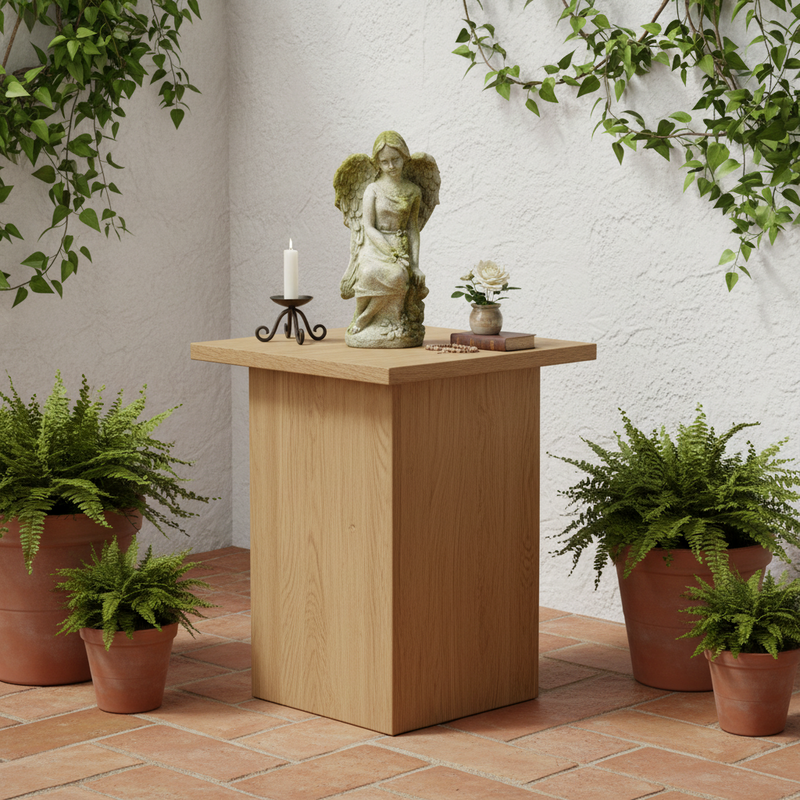 Floral Garden Angel Outdoor Statue (15 - Inch) Side Angle