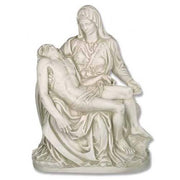 Pietà sculpture in classical Renaissance style, depicting Mary holding the body of Christ with ornate, detailed drapery and serene expressions.