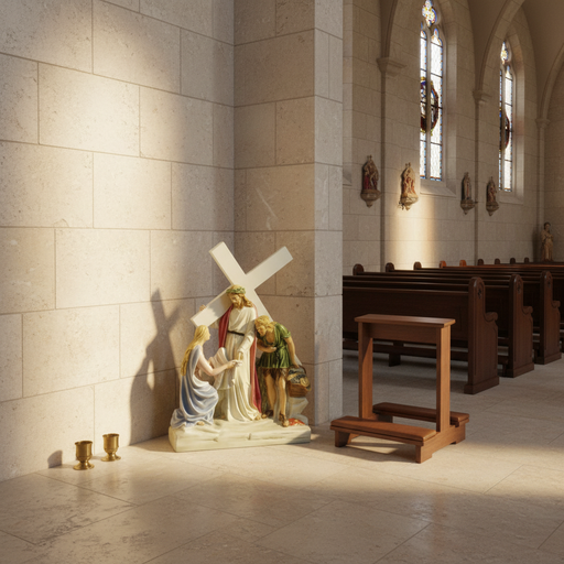 Jesus Meets Veronica Religious Statue (24 - Inch) Side Angle