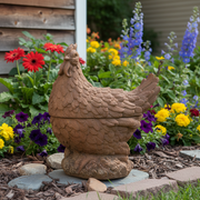 Hen Bowl Garden Statue (14 - Inch) Side Angle