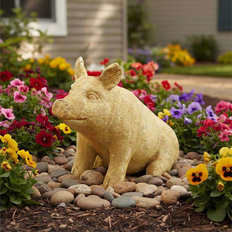 Barnyard Pig Garden Statue (8-Inch)