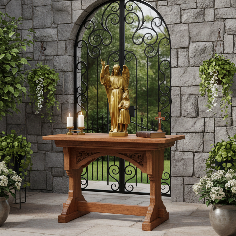 Teaching Guardian Angel with Child Outdoor Statue (26-Inch)