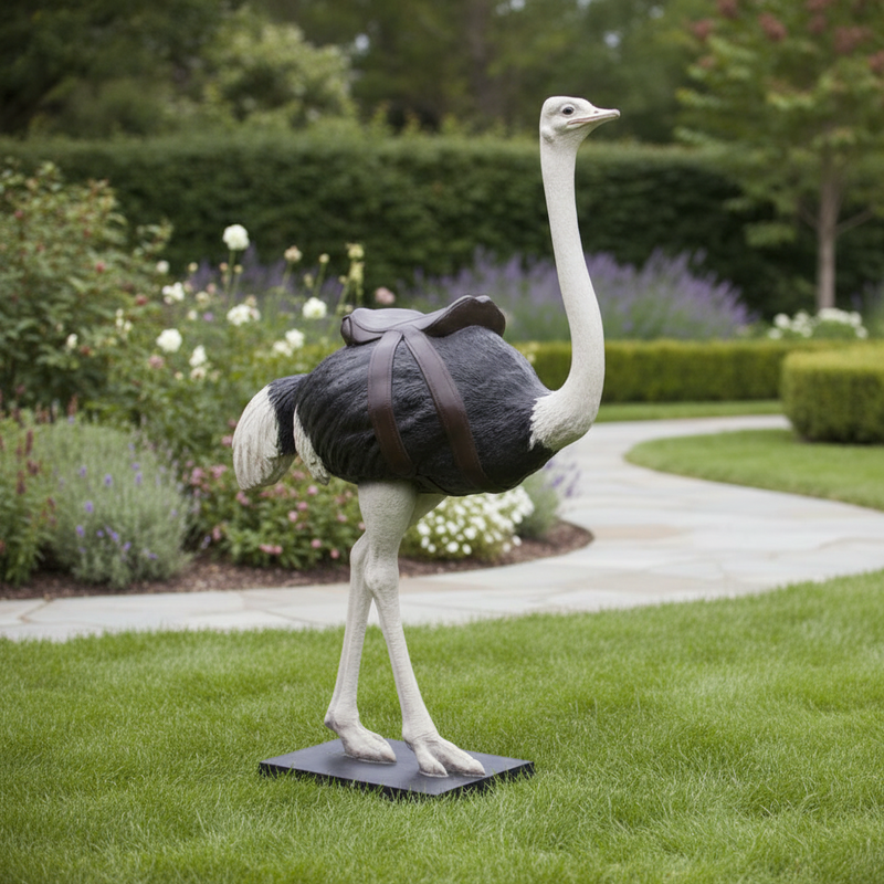 Ostrich Bird Garden Statue (78 - Inch) Side Angle