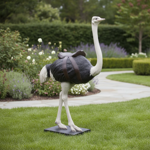 Ostrich Bird Garden Statue (78 - Inch) Side Angle