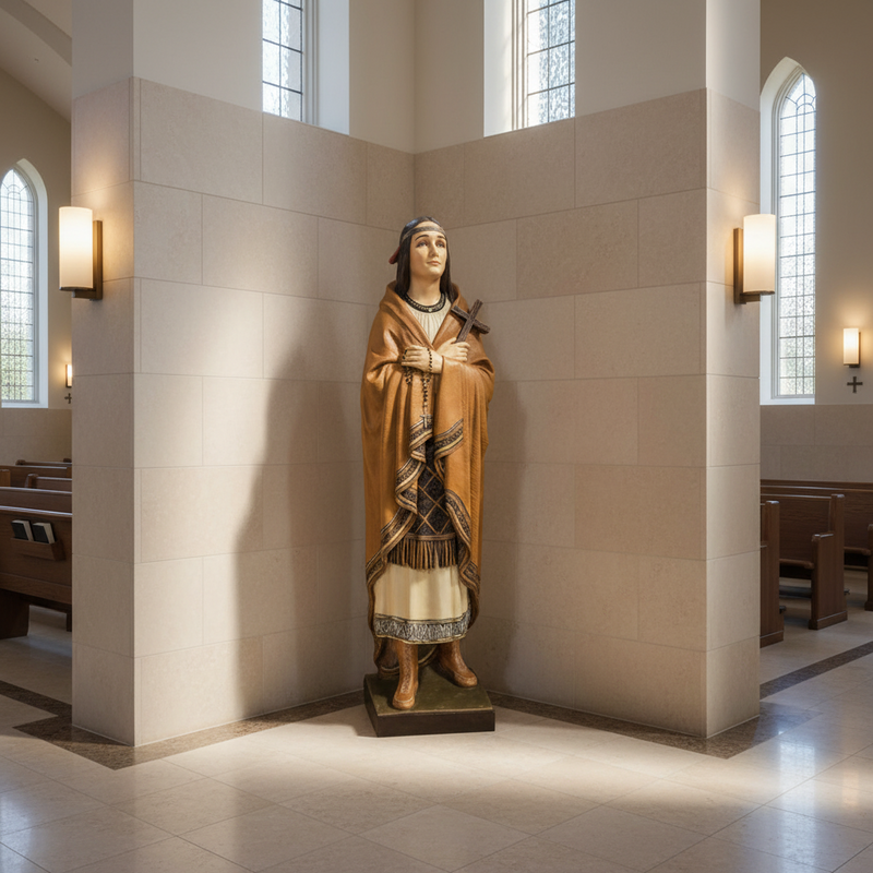 Blessed Kateri Tekakwitha Statue (60 - Inch) Side Angle