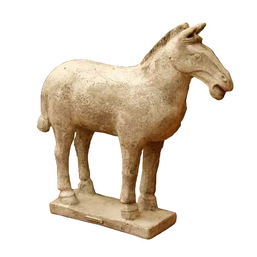 Classical old world European horse statue with ornate detailing and a sturdy, rectangular base, evoking Renaissance sculpture style.