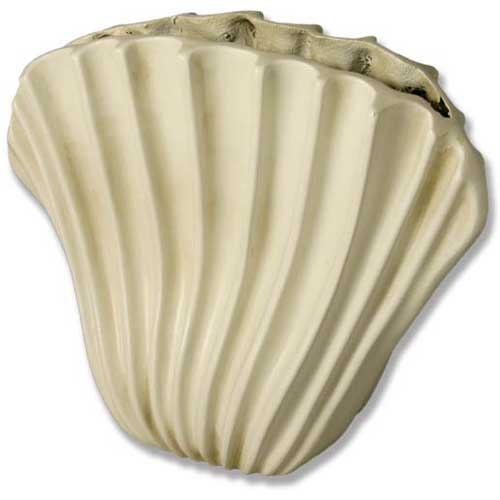 Shell-shaped wall sconce with ornate, old world European design and classical fluted detailing reminiscent of Renaissance style.