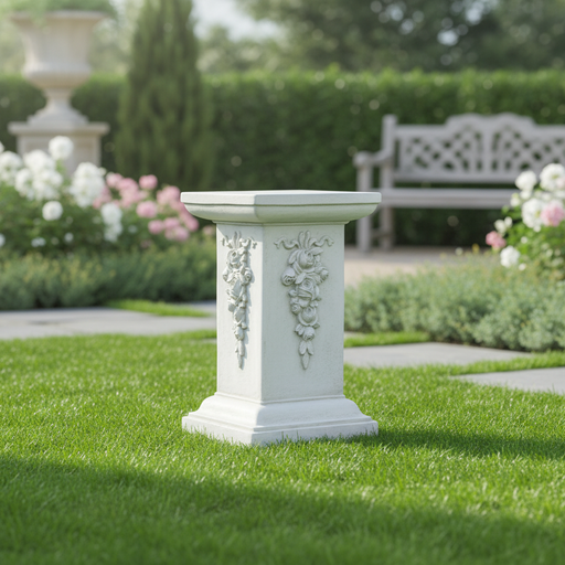 Decorative Square Pedestal Statue (30 - Inch) Side Angle