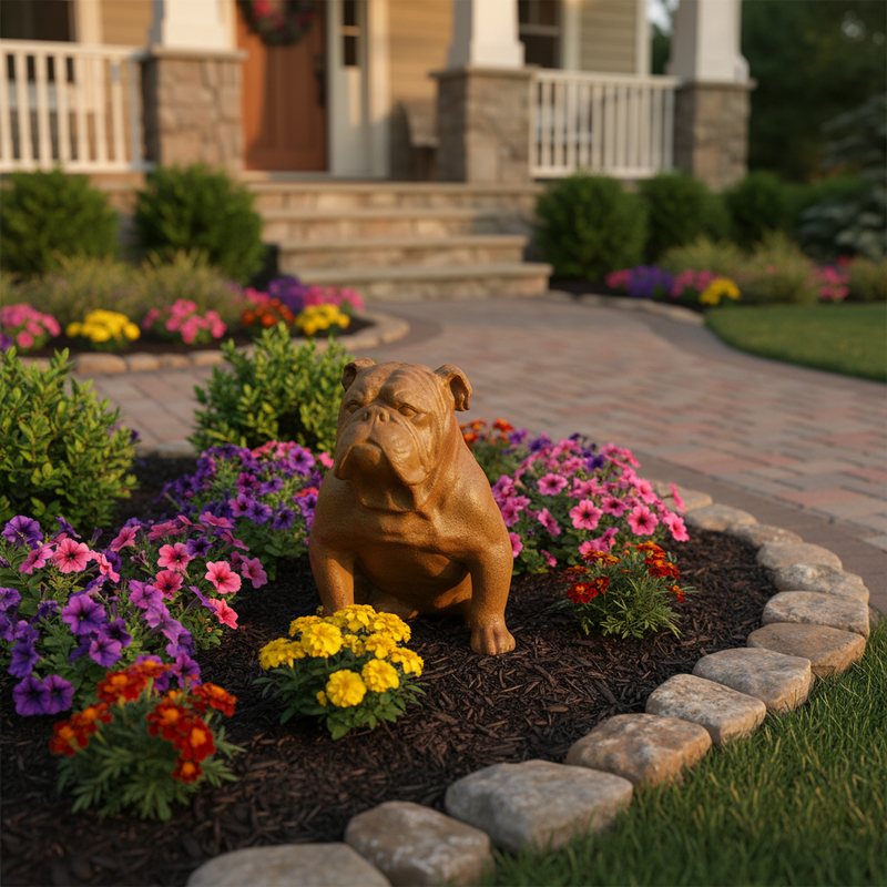 American Bulldog Dog Garden Statue (15 - Inch) Side Angle