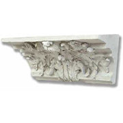 Ornate classical corbel with intricate Baroque floral and acanthus leaf carvings in old world European architectural style.