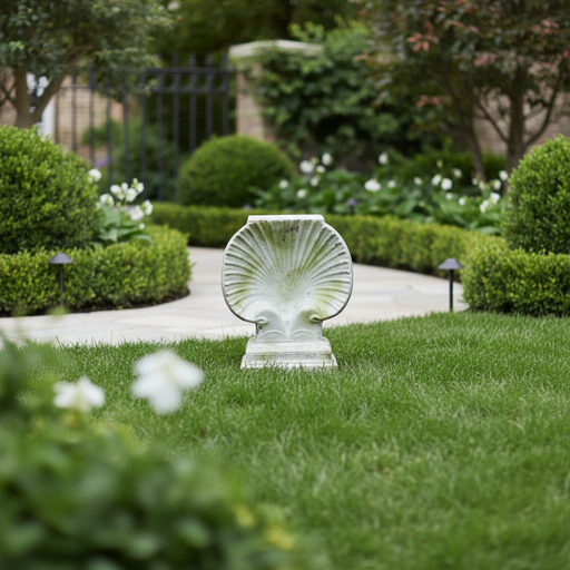 Shell Table Base Garden Statue (30 - Inch) Side Angle