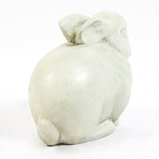 Sculpted rabbit figurine with rounded form and subtle detailing, inspired by old world European and classical garden statuary. Different Angle