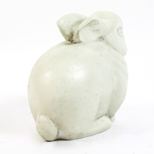 Sculpted rabbit figurine with rounded form and subtle detailing, inspired by old world European and classical garden statuary. Different Angle