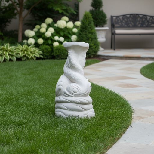 Twisted Dolphin Outdoor Statue (18 - Inch) Side Angle