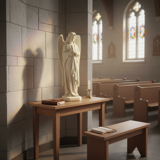 Innocent Standing Angel Statue With Praying Hands Outdoor Statue (25 - Inch) Side Angle