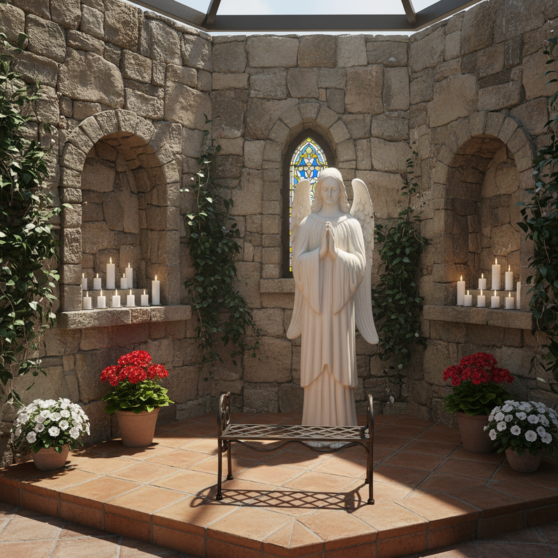 Prayer Angel With Robes Outdoor Statue (61-Inch)