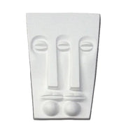 Abstract old world European wall sculpture featuring minimalist, geometric facial features with classical and modernist influences.
