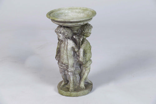 Round Cherub Candleholder Outdoor Statue (12-Inch)