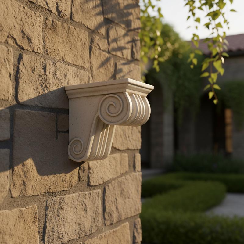Scroll Drapery Outdoor Bracket (6 - Inch) Side Angle