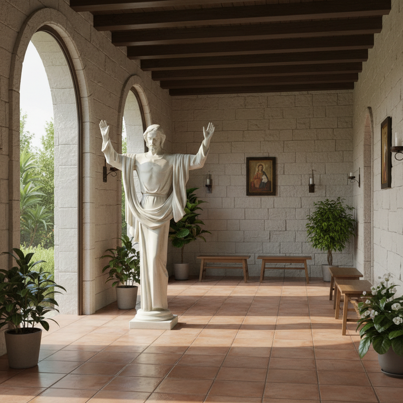 Risen Christ Wall Hanging Statue (67 - Inch) Side Angle