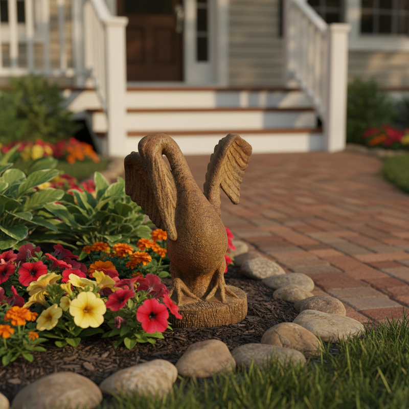 Pelican Bird Garden Statue (18 - Inch) Side Angle