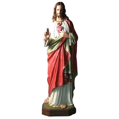 Sacred Heart of Jesus statue in classical Renaissance style, featuring ornate robes and detailed facial expression, standing on a pedestal.
