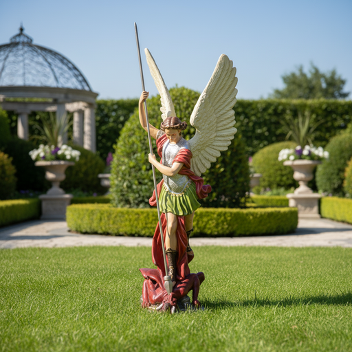 Saint Michael Defeating Satan Statue (58 - Inch) Side Angle