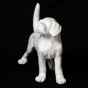 Dog statue with raised tail, classical European style, featuring smooth lines and subtle ornate detailing, reminiscent of Renaissance art. Other Angle